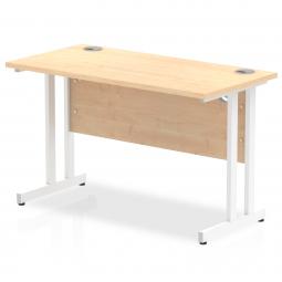 Impulse 1200 x 600mm Straight Desk Maple Top White Cantilever Leg MI002427