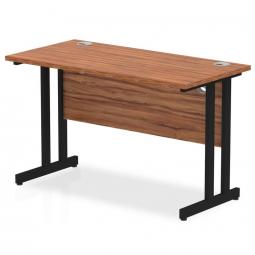 Impulse 1200 x 600mm Straight Desk Walnut Top Black Cantilever Leg MI003256