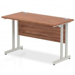 Impulse 1200 x 600mm Straight Desk Walnut Top Silver MI001910