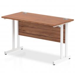 Impulse 1200 x 600mm Straight Desk Walnut Top White MI001915