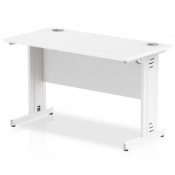 Impulse 1200 x 600mm Straight Desk White Top White Cable Managed Leg MI002281