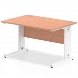 Impulse 1200 x 800mm Straight Desk Beech Top White Cable Managed Leg MI001754