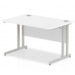 Impulse 1200x800mm Straight Desk White Top Silver I000305