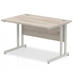 Impulse 1200 x 800mm Straight Desk Grey Oak Top Silver Cantilever Leg I003066