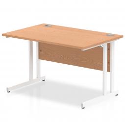 Impulse 1200 x 800mm Straight Desk Oak Top White Cantilever Leg MI002643