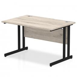 Impulse 1200 x 800mm Straight Desk Grey Oak Top Black Cantilever Leg MI003343