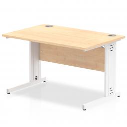 Impulse 1200 x 800mm Straight Desk Maple Top White Cable Managed Leg MI002497