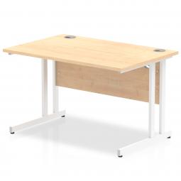 Impulse 1200 x 800mm Straight Desk Maple Top White Cantilever Leg MI002417