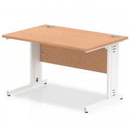 Impulse 1200 x 800mm Straight Desk Oak Top White Cable Managed Leg MI002723