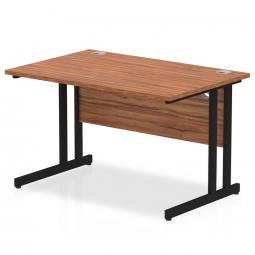 Impulse 1200 x 800mm Straight Desk Walnut Top Black Cantilever Leg MI003253