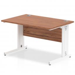 Impulse 1200 x 800mm Straight Desk Walnut Top White Cable Managed Leg MI001995