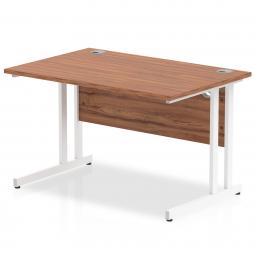 Impulse 1200 x 800mm Straight Desk Walnut Top White Cantilever Leg MI001905