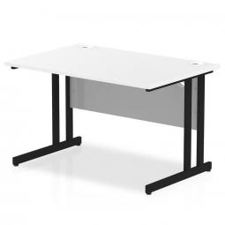 Impulse 1200 x 800mm Straight Desk White Top Black Cantilever Leg MI003313