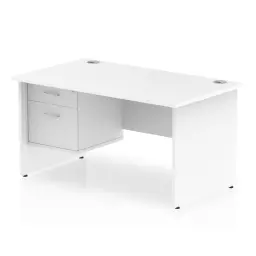 Dynamic Impulse W1400 x D800 x H730mm Straight Office Desk Panel End Leg With 1 x 2 Drawer Fixed Pedestal White Finish - MI002251