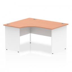 Dynamic Impulse 1400mm Left Crescent Desk Beech Top White Panel End Leg I003878