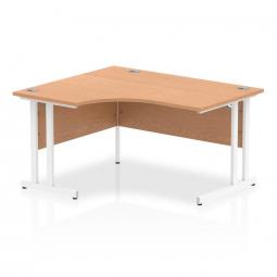 Impulse 1400mm Left Crescent Desk Oak Top White Cantilever Leg I003833