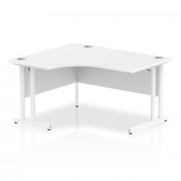 Impulse 1400mm Left Crescent Desk White Top White Cantilever Leg I003834