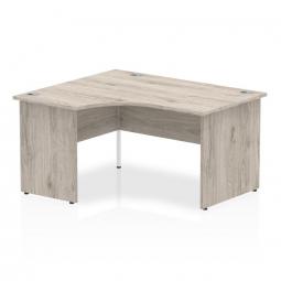 Impulse 1400mm Left Crescent Desk Grey Oak Top Panel End Leg I003867