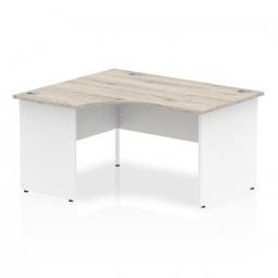 Dynamic Impulse 1400mm Left Crescent Desk Grey Oak Top White Panel End Leg I003879