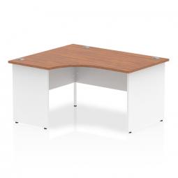 Dynamic Impulse 1400mm Left Crescent Desk Walnut Top White Panel End Leg I003882