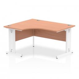 Dynamic Impulse 1400mm Left Hand Crescent Desk Beech Top White Cable Managed Leg I003854