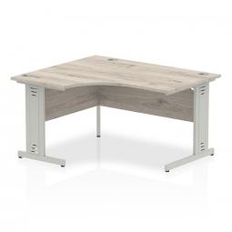 Dynamic Impulse 1400mm Left Hand Crescent Desk Grey Oak Top Silver Cable Managed Leg I003843