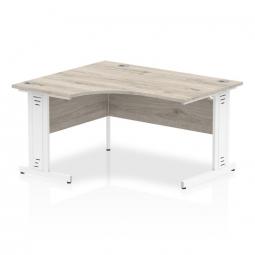 Dynamic Impulse 1400mm Left Hand Crescent Desk Beech Top Grey Oak Cable Managed Leg I003855