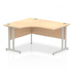 Dynamic Impulse 1400mm Left Hand Crescent Desk Maple Top Silver Cantilever Leg I003820