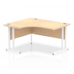 Dynamic Impulse 1400mm Left Hand Crescent Desk Maple Top White Cantilever Leg I003832