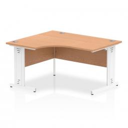 Dynamic Impulse 1400mm Left Hand Crescent Desk Oak Top White Cable Managed Leg I003857