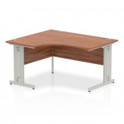 Dynamic Impulse 1400mm Left Hand Crescent Desk Walnut Top Silver Cable Managed Leg I003847