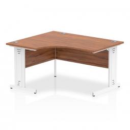 Dynamic Impulse 1400mm Left Hand Crescent Desk Walnut Top White Cable Managed Leg I003859