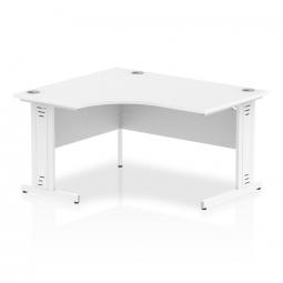 Dynamic Impulse 1400mm Left Hand Crescent Desk White Top White Cable Managed Leg I003858