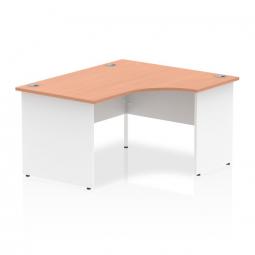 Dynamic Impulse 1400mm Right Crescent Desk Beech Top White Panel End Leg I003883