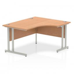 Impulse 1400mm Right Crescent Desk Oak Top Silver Cantilever Leg I003827