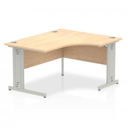 Dynamic Impulse 1400mm Right Crescent Desk Maple Top Silver Cable Managed Leg I003850