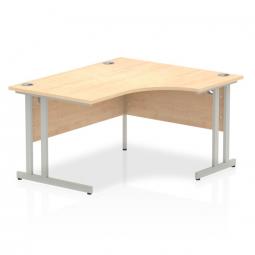 Dynamic Impulse 1400mm Right Crescent Desk Maple Top Silver Cantilever Leg I003826