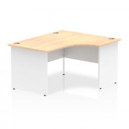 Dynamic Impulse 1400mm Right Crescent Desk Maple Top White Panel End Leg I003885