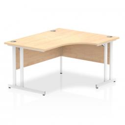 Dynamic Impulse 1400mm Right Crescent Desk Maple Top White Cantilever Leg I003838