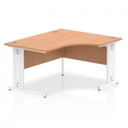 Dynamic Impulse 1400mm Right Crescent Desk Oak Top White Cable Managed Leg I003863