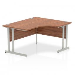 Dynamic Impulse 1400mm Right Crescent Desk Walnut Top Silver Cantilever Leg I003829