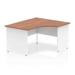 Dynamic Impulse 1400mm Right Crescent Desk Walnut Top White Panel End Leg I003887