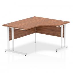 Dynamic Impulse 1400mm Right Crescent Desk Walnut Top White Cantilever Leg I003841