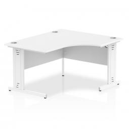 Dynamic Impulse 1400mm Right Crescent Desk White Top White Cable Managed Leg I003864