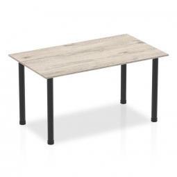 Dynamic Impulse 1400mm Straight Table Grey Oak Top Black Post Leg BF00399