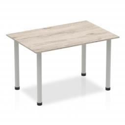 Impulse 1400mm Straight Table Grey Oak Top Silver Post Leg I003252