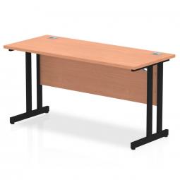 Impulse 1400 x 600mm Straight Desk Beech Top Black Cantilever Leg MI003202