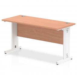 Impulse 1400 x 600mm Straight Desk Beech Top White MI001765