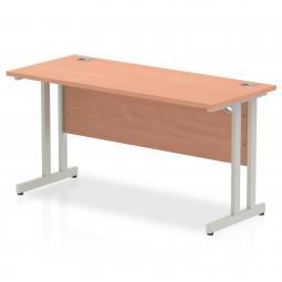 Impulse 1400x600mm Straight Desk Beech Top Silver MI001680