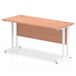 Impulse 1400x600mm Straight Desk Beech Top White MI001685